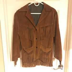 Vintage sued motorcycle jacket with fringe